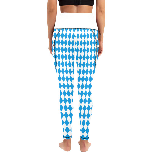 German State Of Bavaria - Flag Colors Pattern Women's All Over Print Leggings with Pockets (Model L56)