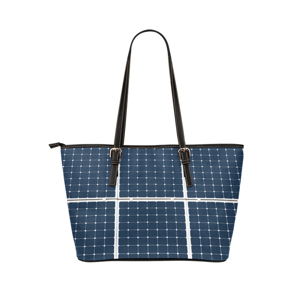 Solar Technology Power Panel Image Sun Energy Leather Tote Bag/Large (Model 1651)