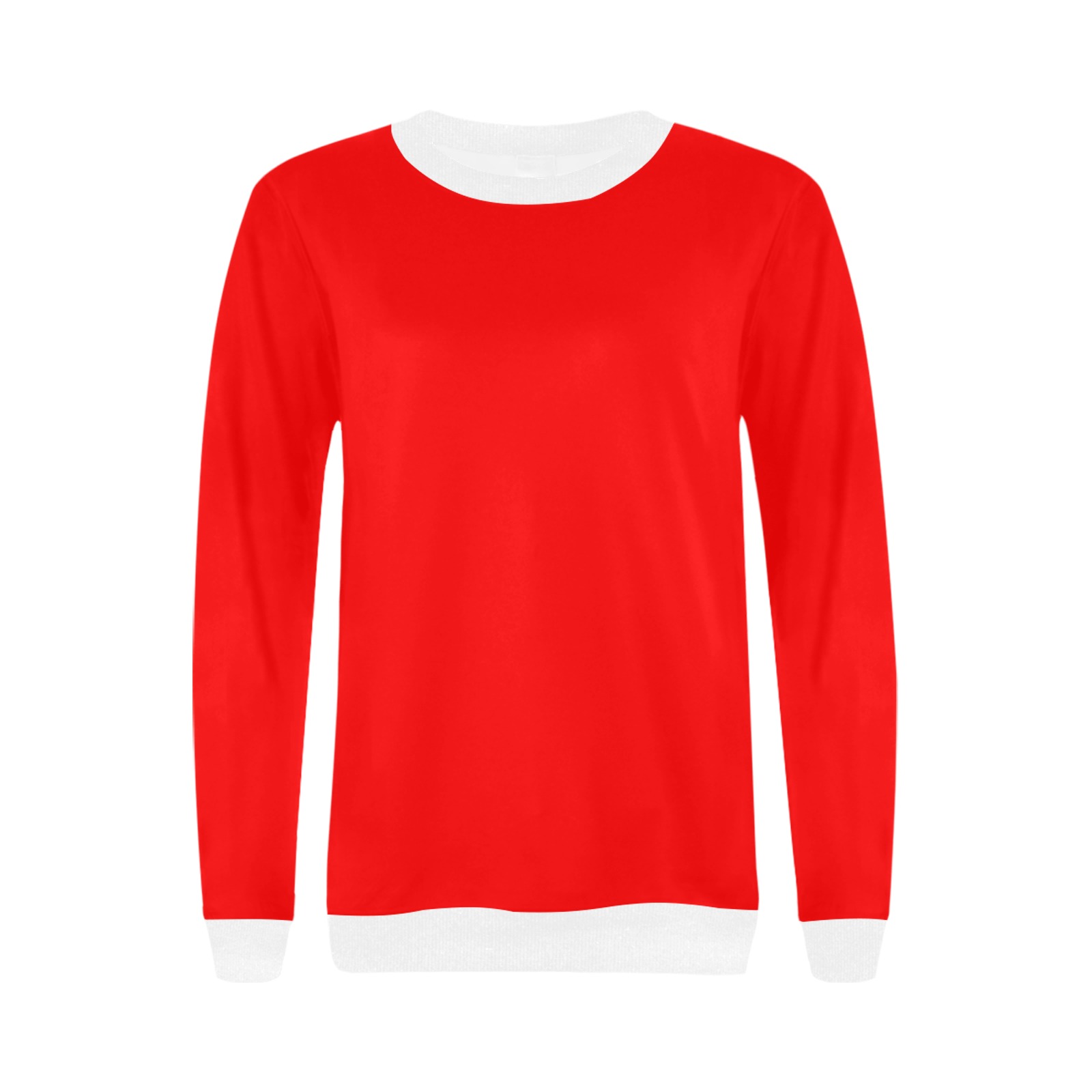 Merry Christmas Red Solid Color Women's Rib Cuff Crew Neck Sweatshirt (Model H34)
