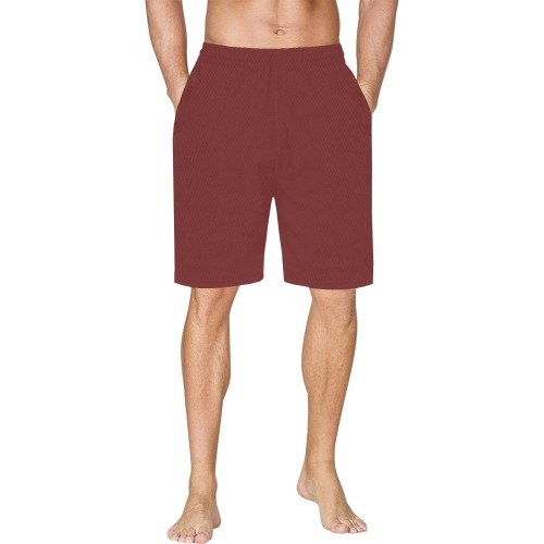 marron All Over Print Basketball Shorts with Pocket