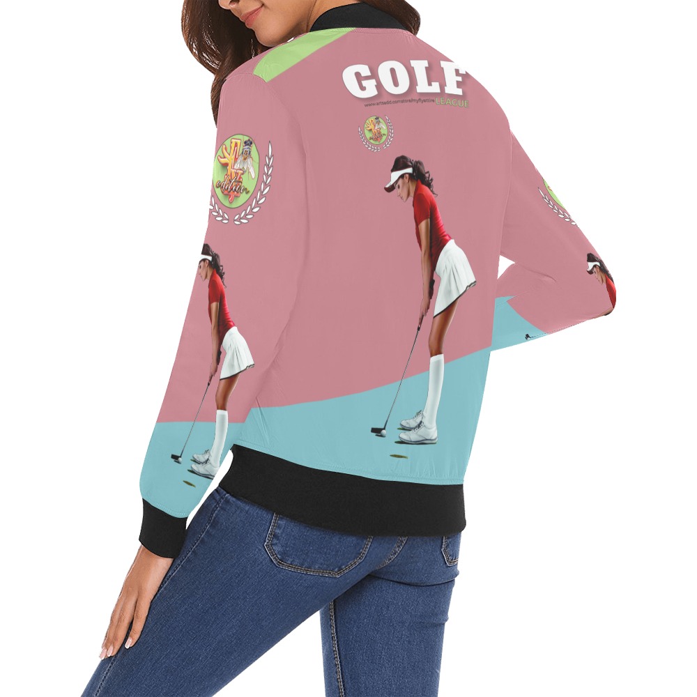 Golf League Collectable Fly All Over Print Bomber Jacket for Women (Model H19)