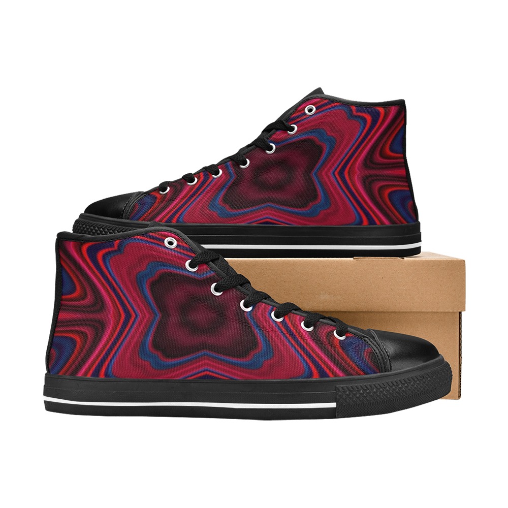 Sunset Waves Fractal Abstract Warp 1 Women's Classic High Top Canvas Shoes (Model 017)