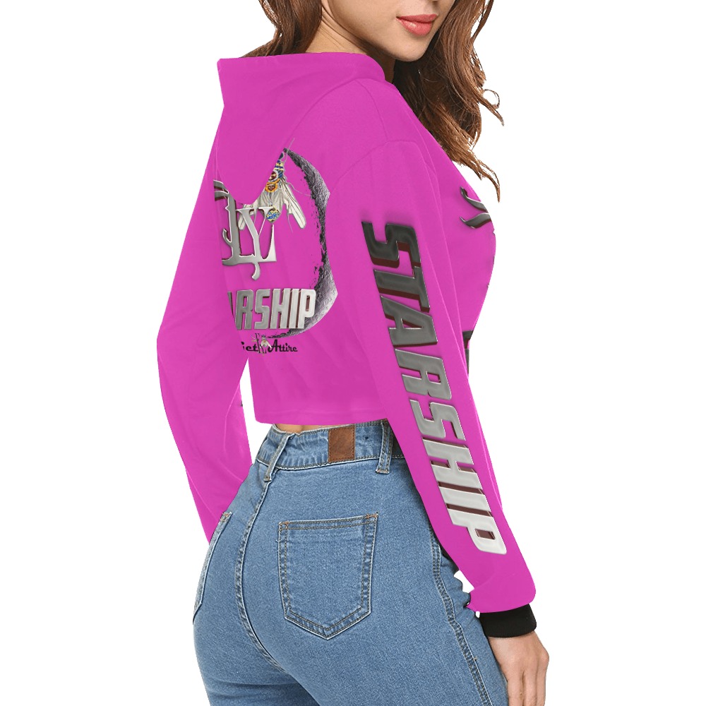 Starship Collectable Fly All Over Print Crop Hoodie for Women (Model H22)