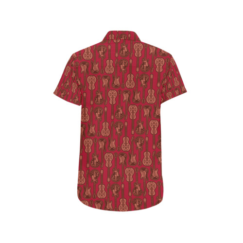 Guitars Red Men's All Over Print Short Sleeve Shirt (Model T53)