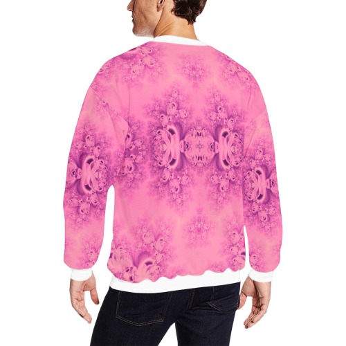 Pink Morning Frost Fractal All Over Print Crewneck Sweatshirt for Men (Model H18)
