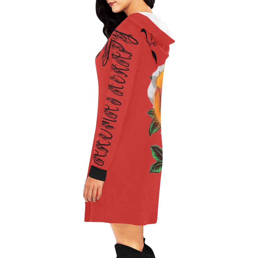 Aromatherapy Apparel Red  Hoodie Dress All Over Print Hoodie Mini Dress (Model H27)