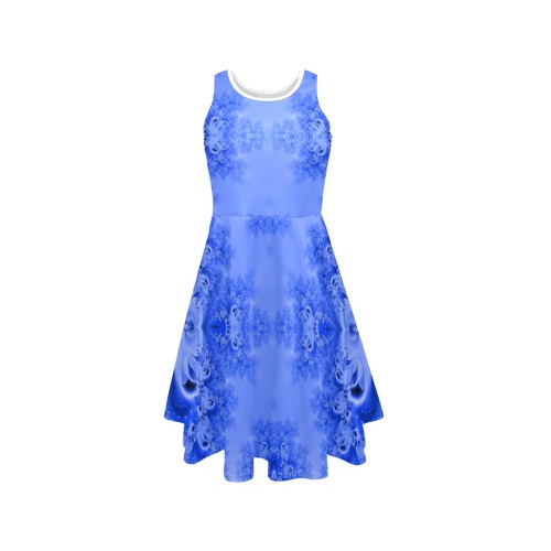 Blue Sky over the Bluebells Frost Fractal Sleeveless Expansion Dress (Model D60)