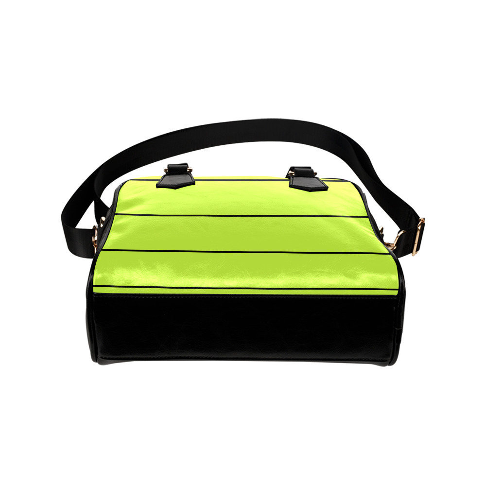 Bright lime with black rare stripes Shoulder Handbag (Model 1634)