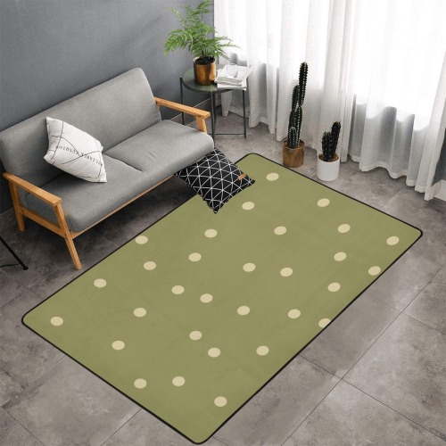 dill dots Area Rug with Black Binding 7'x5'
