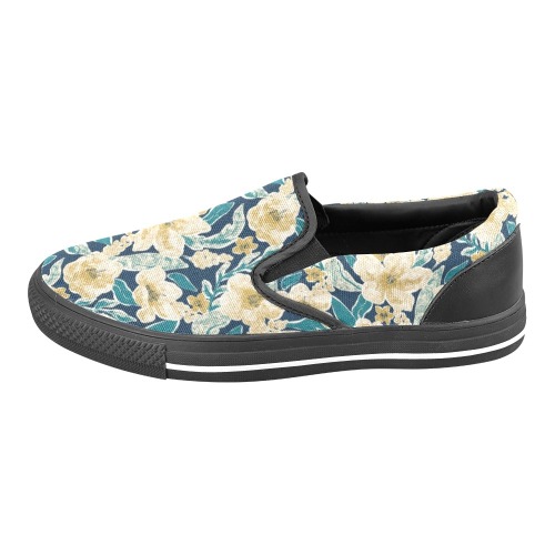 Painted Flowers Women's Slip-on Canvas Shoes (Model 019)