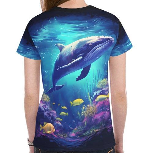 Humpback Whale New All Over Print T-shirt for Women (Model T45)