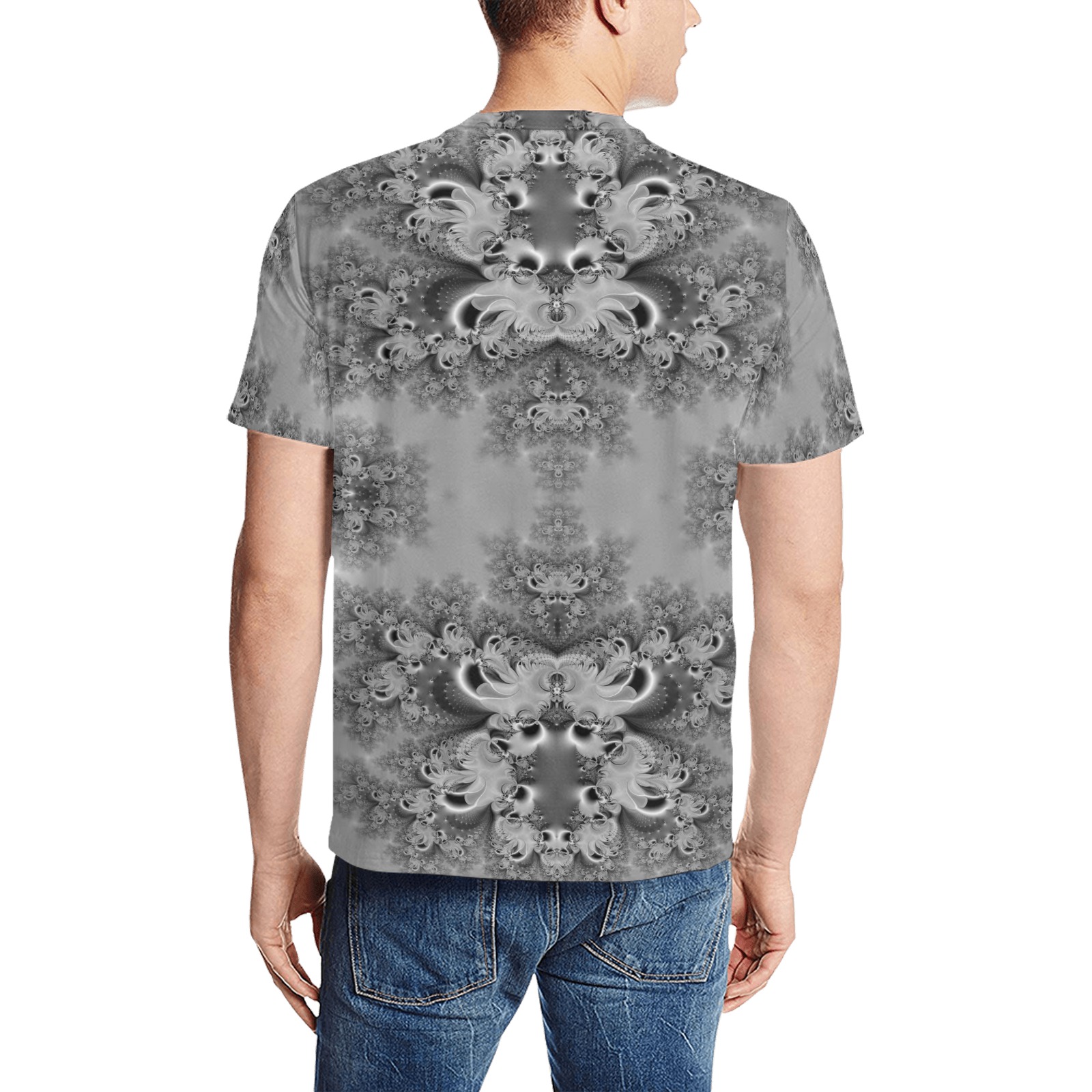 Cloudy Day in the Garden Frost Fractal Men's All Over Print T-Shirt (Random Design Neck) (Model T63)