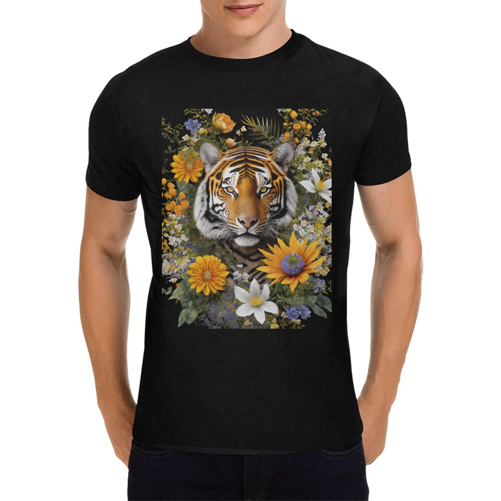 tiger against a black background Men's T-Shirt in USA Size (Front Printing Only)