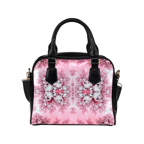 Pink Rose Garden Frost Fractal Shoulder Handbag (Model 1634)