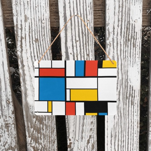 Mondrian De Stijl Modern Metal Sign 12"x8"