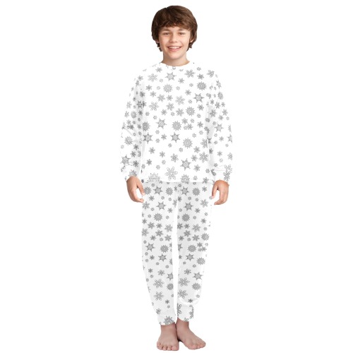 Snowflakes for Christmas Big Boys' Crew Neck Long Pajama Set