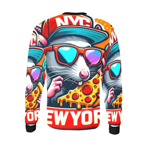 NYC RAT EATING NEW YORK PIZZA 2 Men's All Over Print Long Sleeve T-shirt (Model T51)