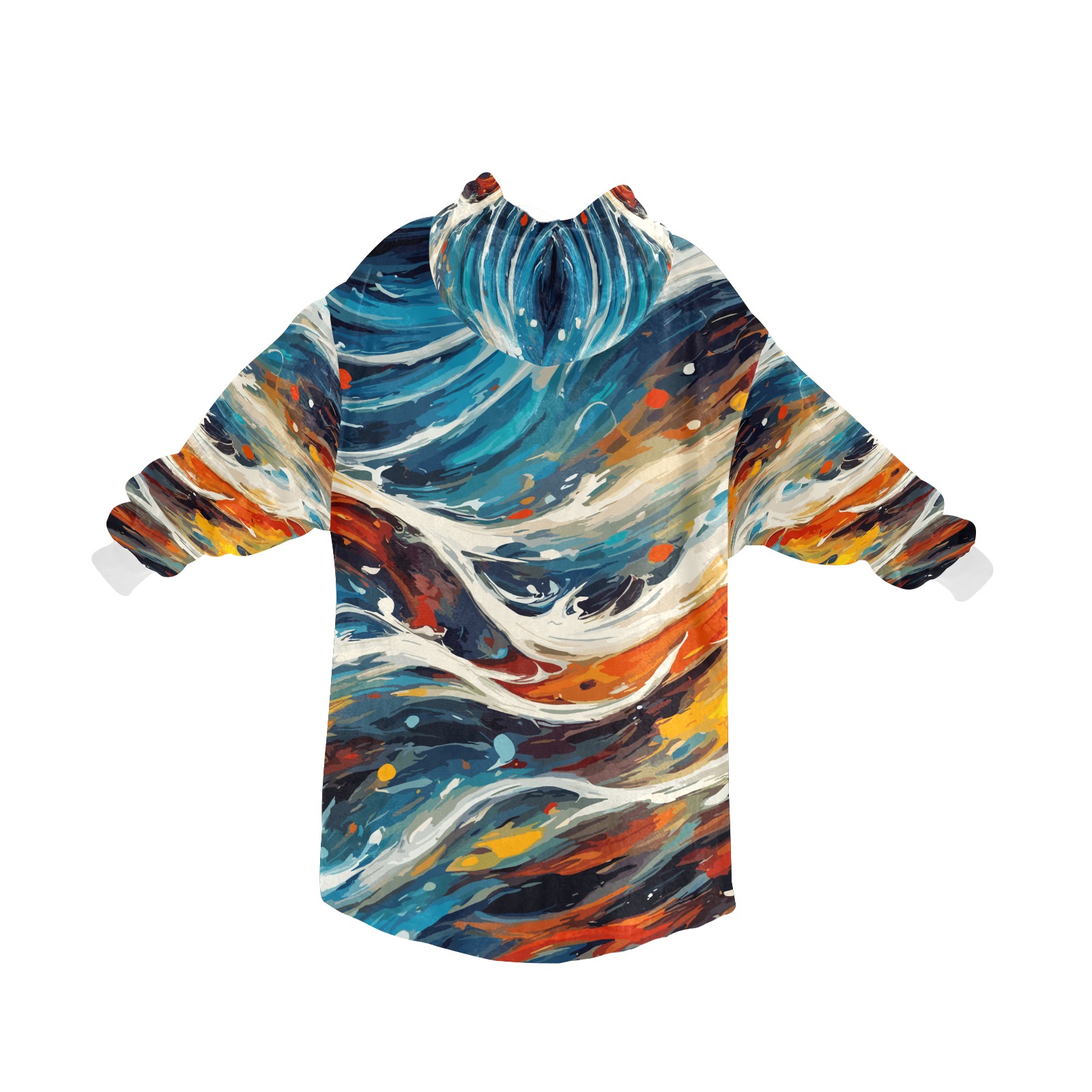 Abstract art of colorful ocean waves. Blanket Hoodie for Men