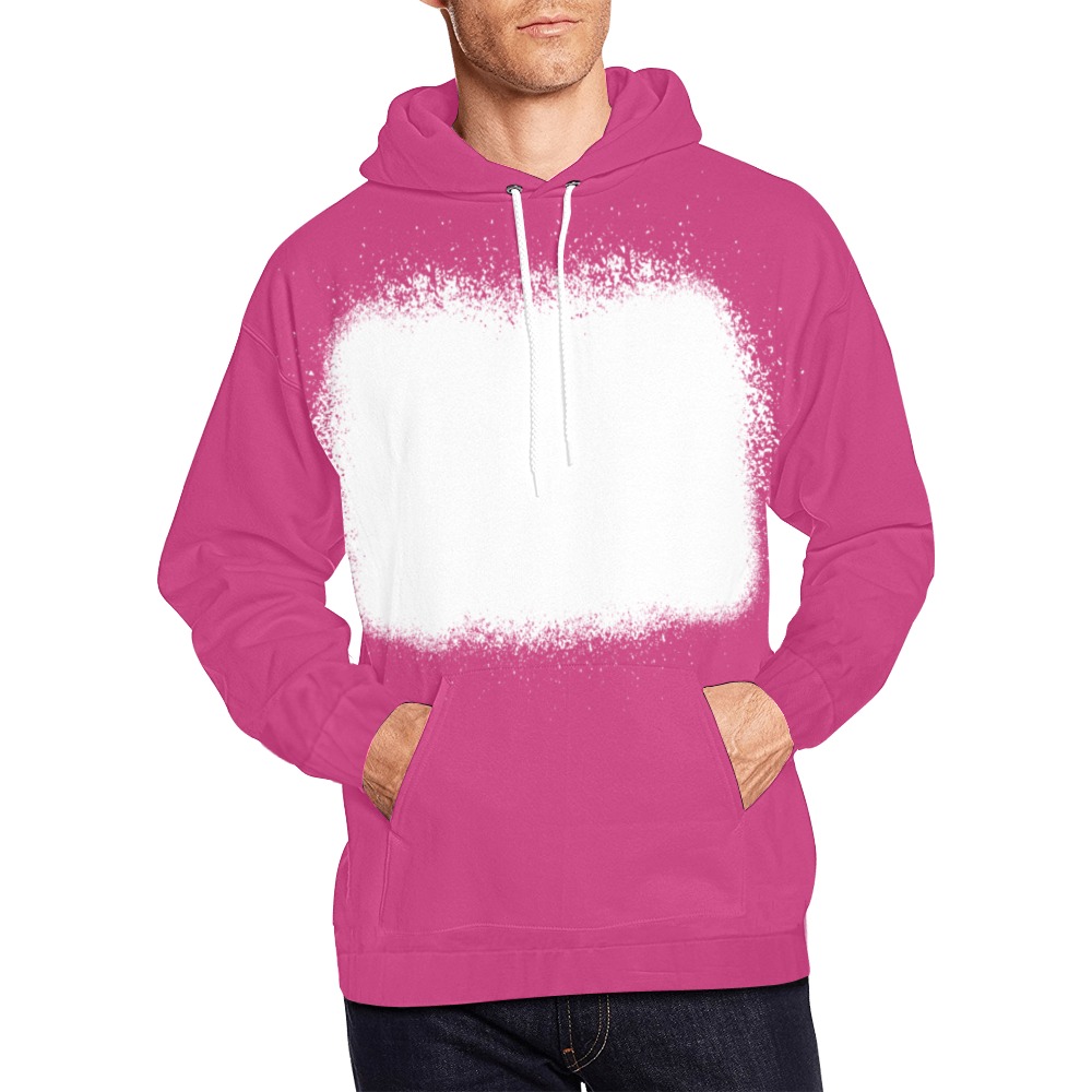 Pink Faux Bleached Front All Over Print Hoodie for Men (USA Size) (Model H13)