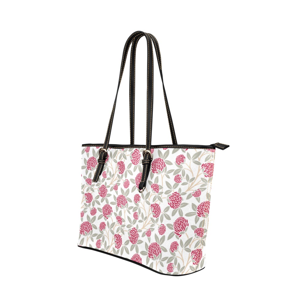 Red clover Leather Tote Bag/Small (Model 1651)