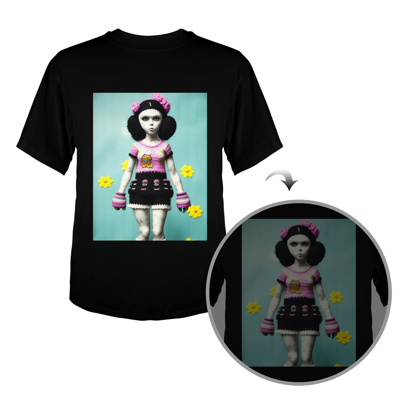 ghost knit crochet girl Men's Glow in the Dark T-shirt (Front Printing)