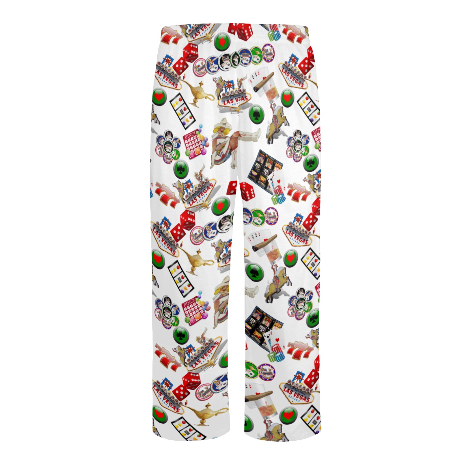 Las Vegas Icons on White Men's Pajama Trousers without Pockets
