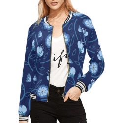 Floral All Over Print Bomber Jacket for Women (Model H21)