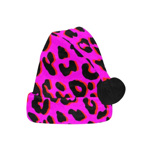 Leopard Print Pink Santa Hat
