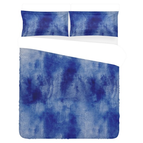 Blue Grunge Abstract 3-Piece Bedding Set