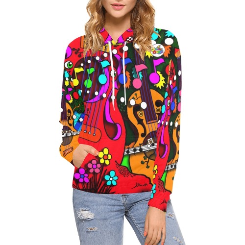 ITEM 11 _ GUITAR TREE FOREST - YOU ROCK - HOODIE All Over Print Hoodie for Women (USA Size) (Model H13)