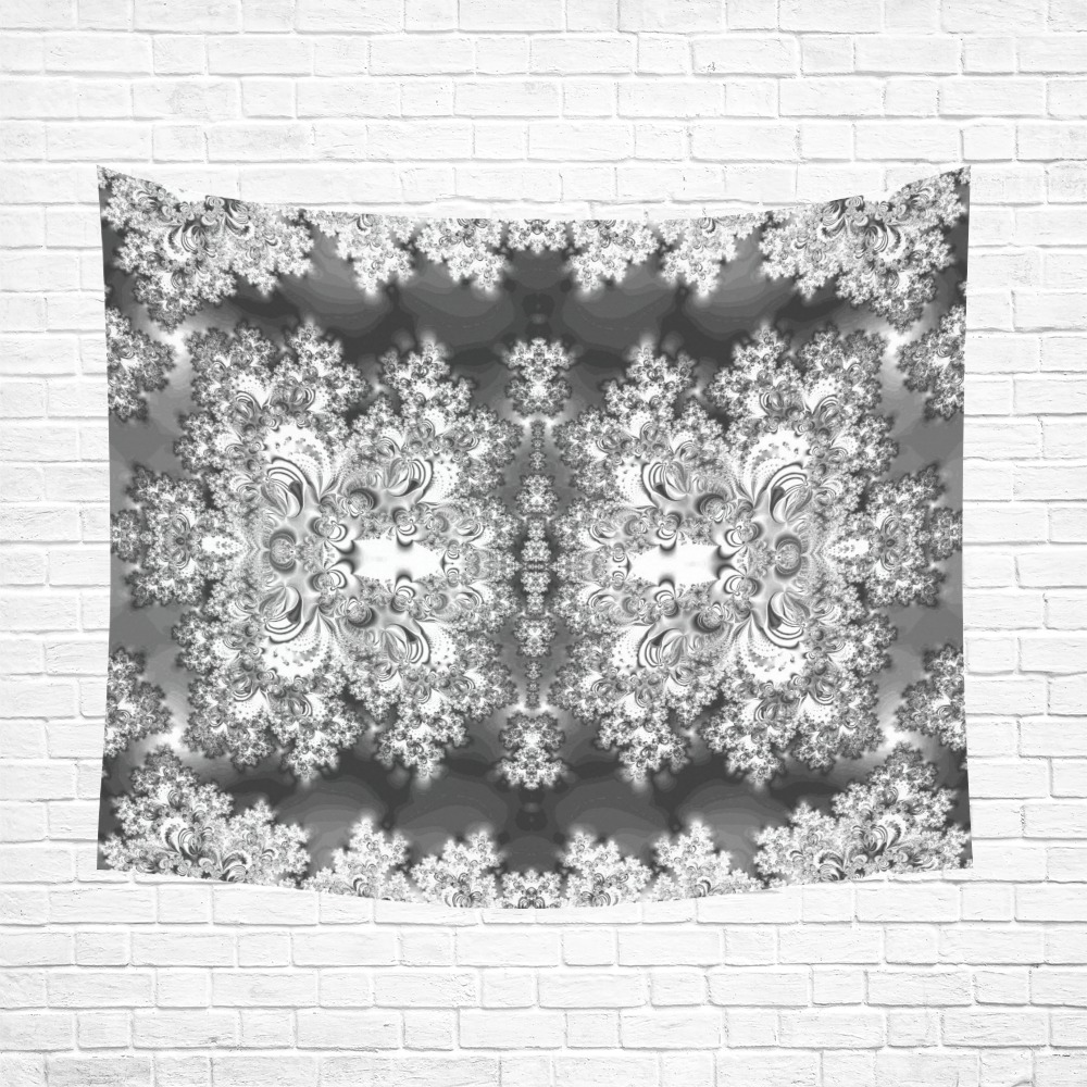 Silver Linings Frost Fractal Polyester Peach Skin Wall Tapestry 60"x 51"