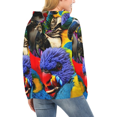 PARROTS All Over Print Hoodie for Women (USA Size) (Model H13)