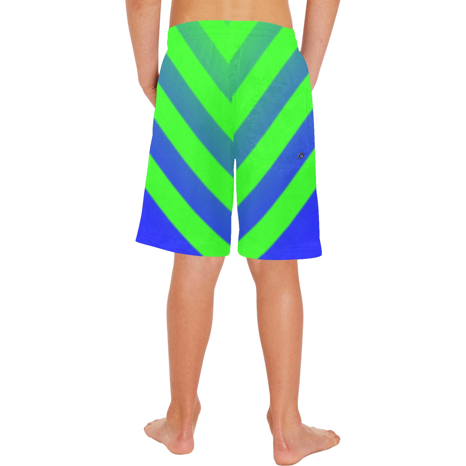 Blue & Green Chevron Boys' Casual Beach Shorts (Model L52)