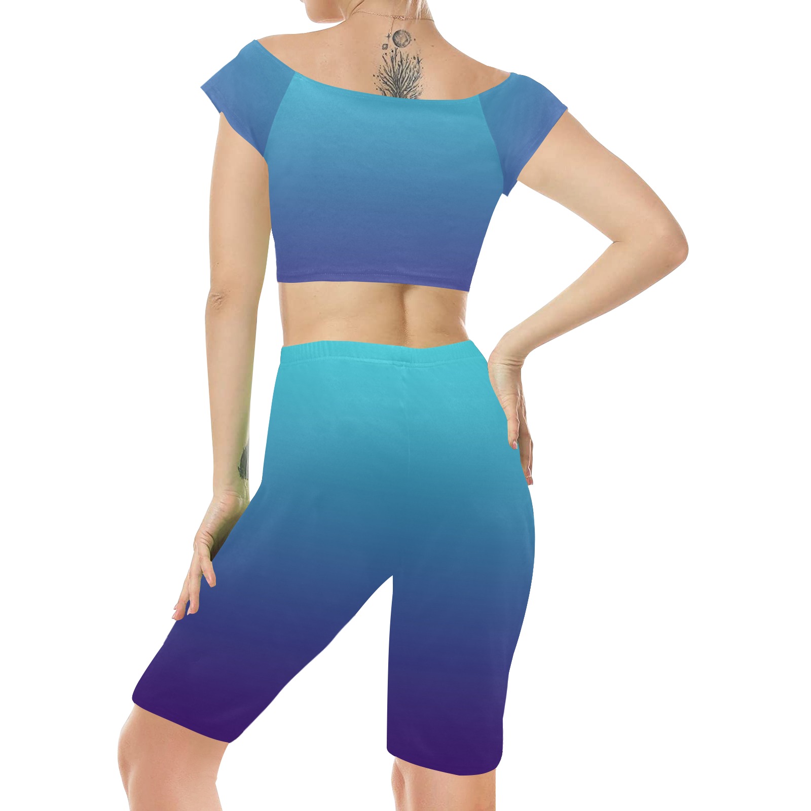 blu mau Women's Crop Top Yoga Set