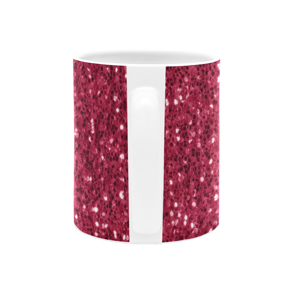Magenta dark pink red faux sparkles glitter Custom White Mug (11OZ)