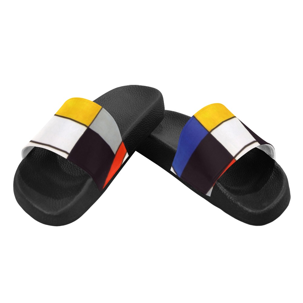 Composition A by Piet Mondrian Men's Slide Sandals (Model 057)