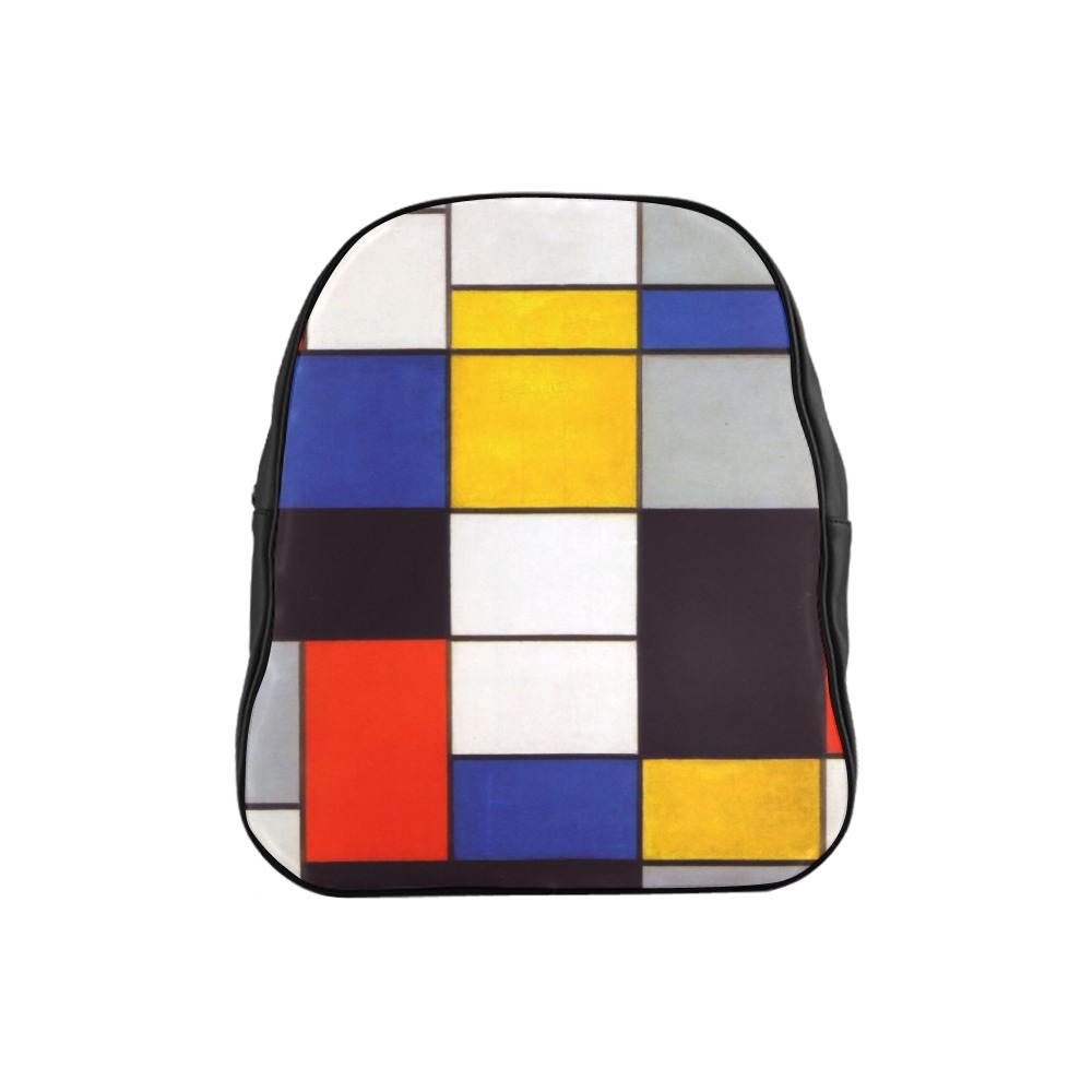 Composition A by Piet Mondrian School Backpack (Model 1601)(Small)