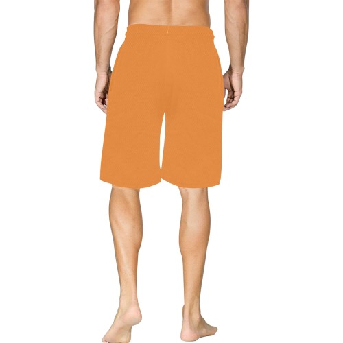 orange All Over Print Basketball Shorts with Pocket
