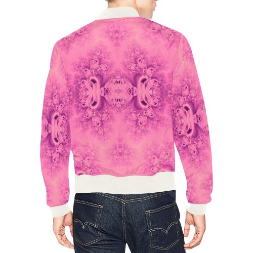 Pink Morning Frost Fractal All Over Print Bomber Jacket for Men (Model H19)