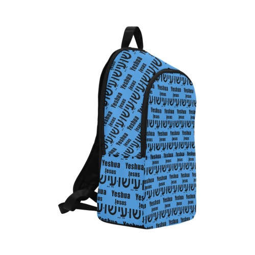 Yeshua Bookbag Bright Blue (Blk text) Fabric Backpack for Adult (Model 1659)