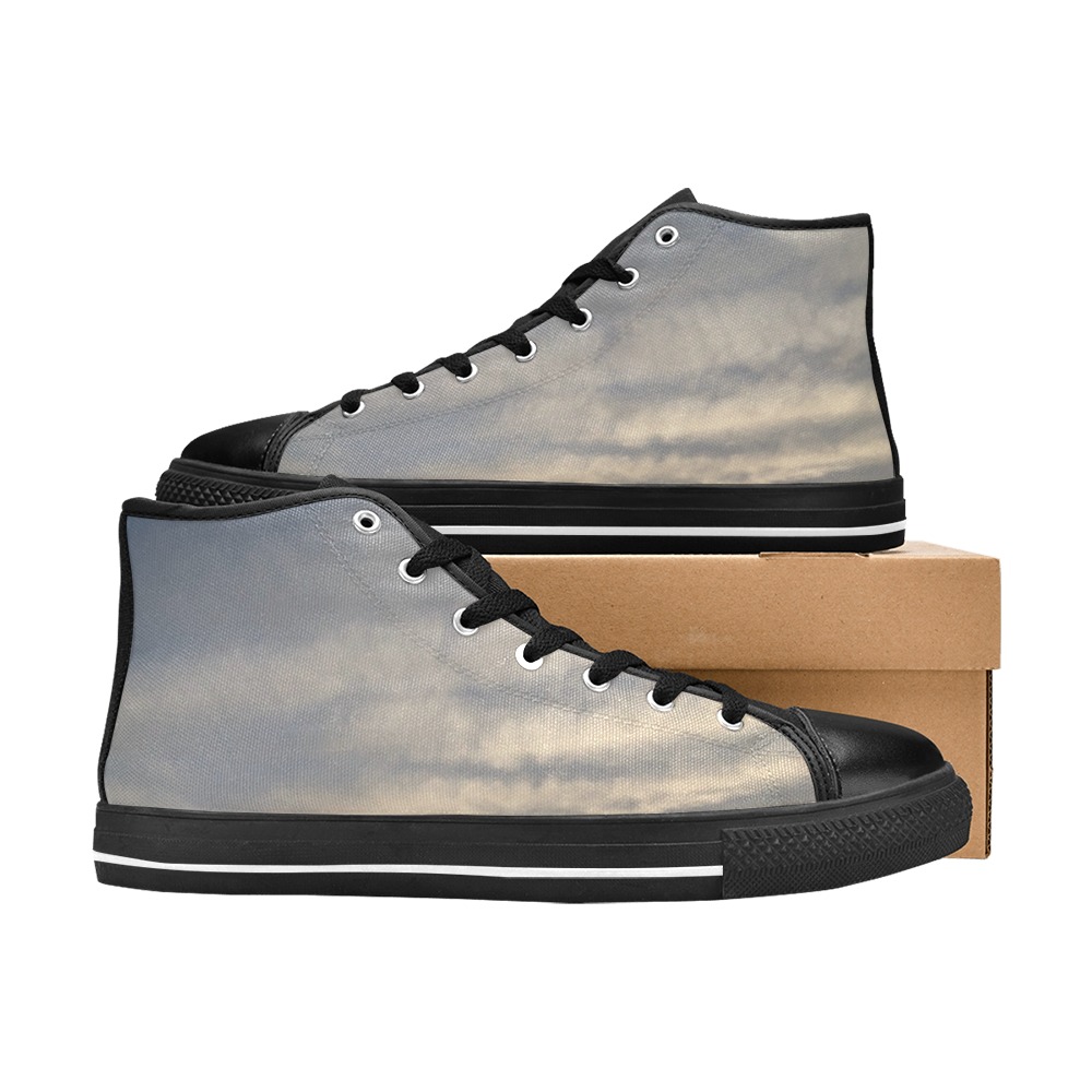 Rippled Cloud Collection Women's Classic High Top Canvas Shoes (Model 017)