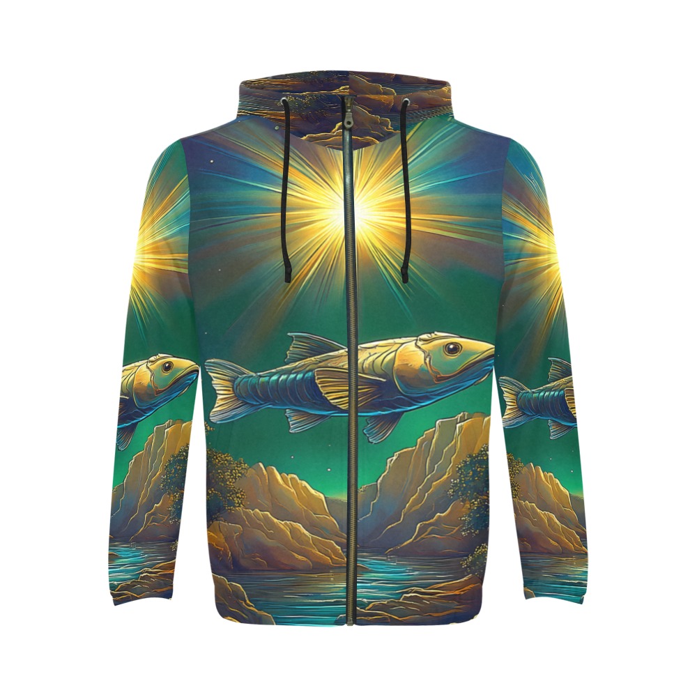 Celestial Swim All Over Print Full Zip Hoodie for Men (Model H14)