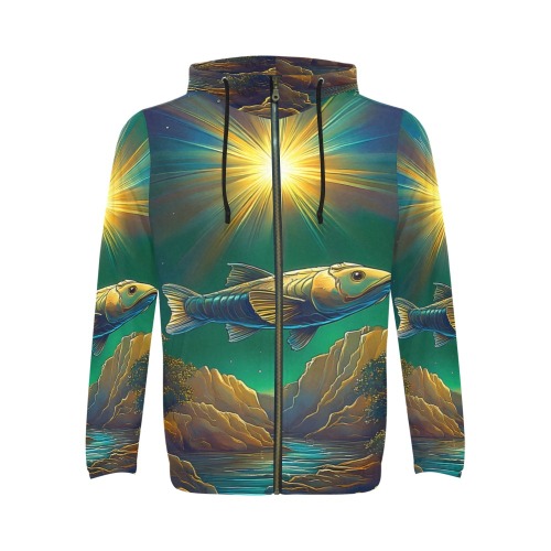 Celestial Swim All Over Print Full Zip Hoodie for Men (Model H14)