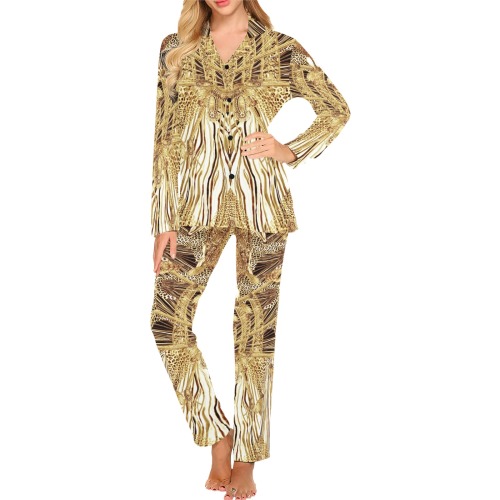 Crazy zebra gold Women's Long Pajama Set