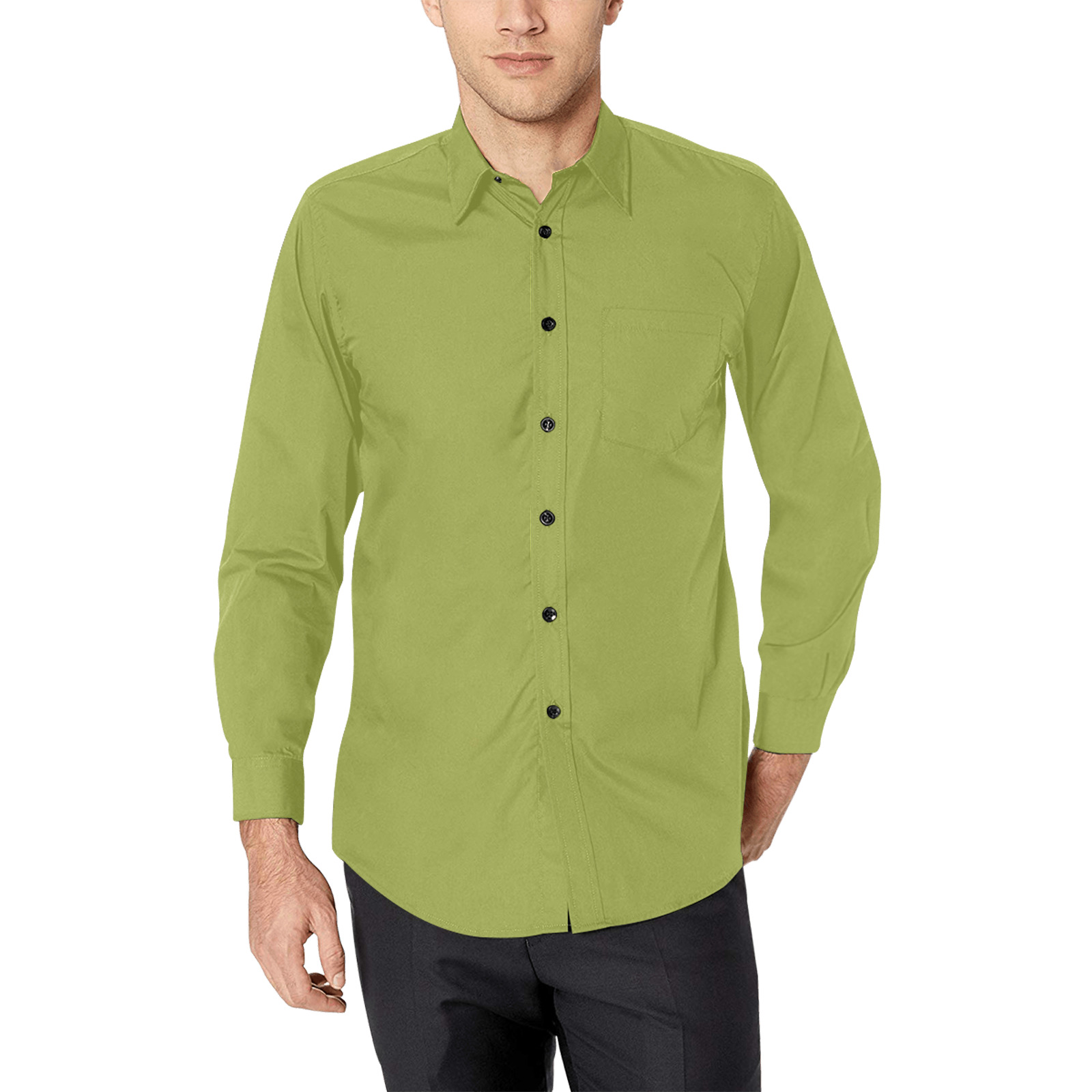 green Men's All Over Print Casual Dress Shirt (Model T61)