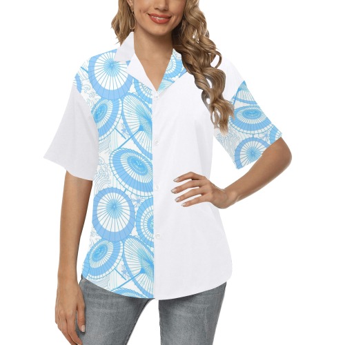 UMBRELLA 002 All Over Print Hawaiian Shirt for Women (Model T58)