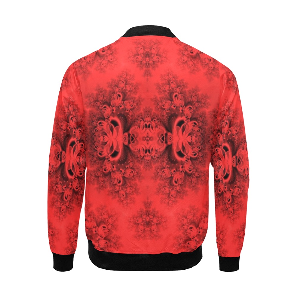 Autumn Reds in the Garden Frost Fractal All Over Print Bomber Jacket for Men (Model H19)