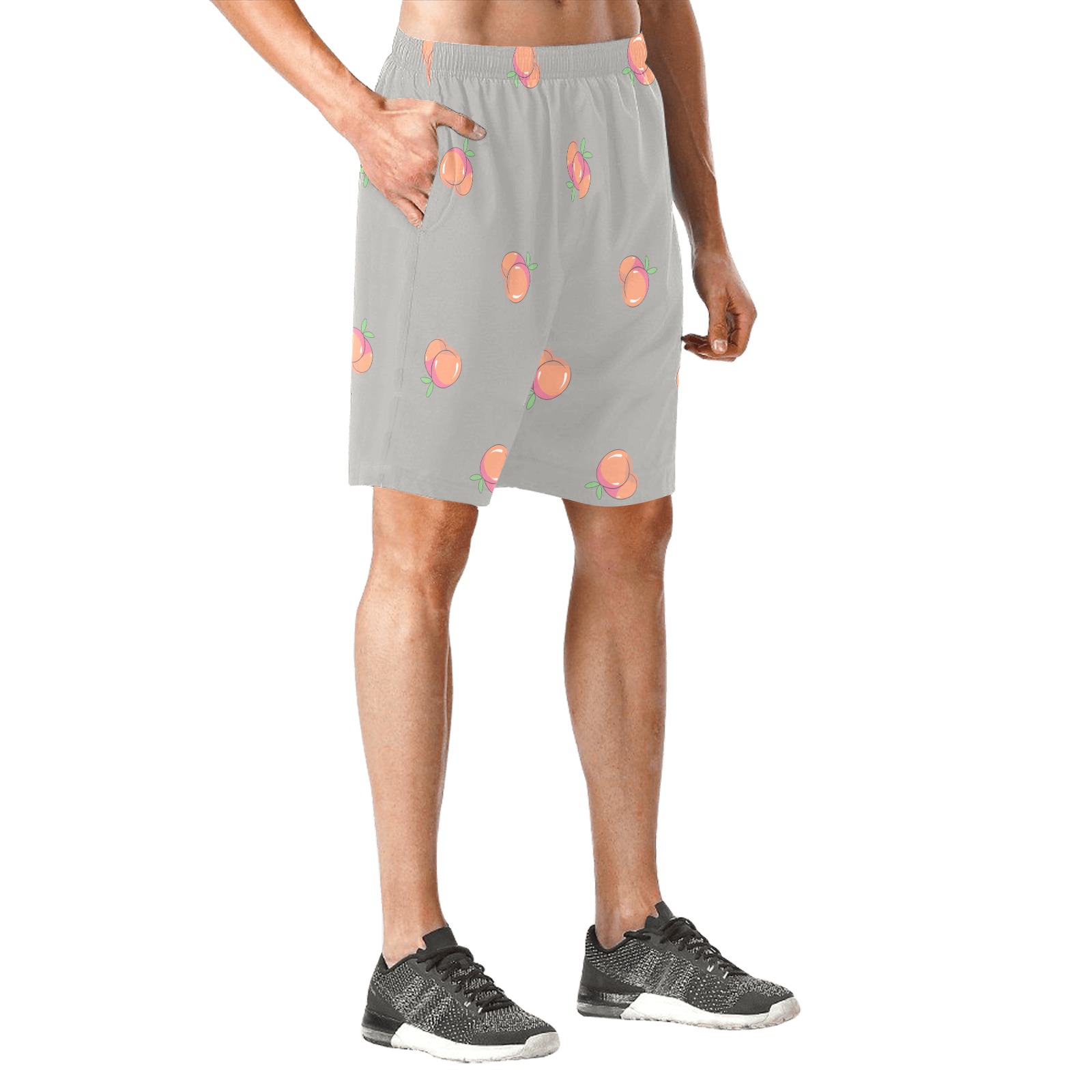 Mens Organic Shorts Grey Men's All Over Print Elastic Beach Shorts (Model L20)