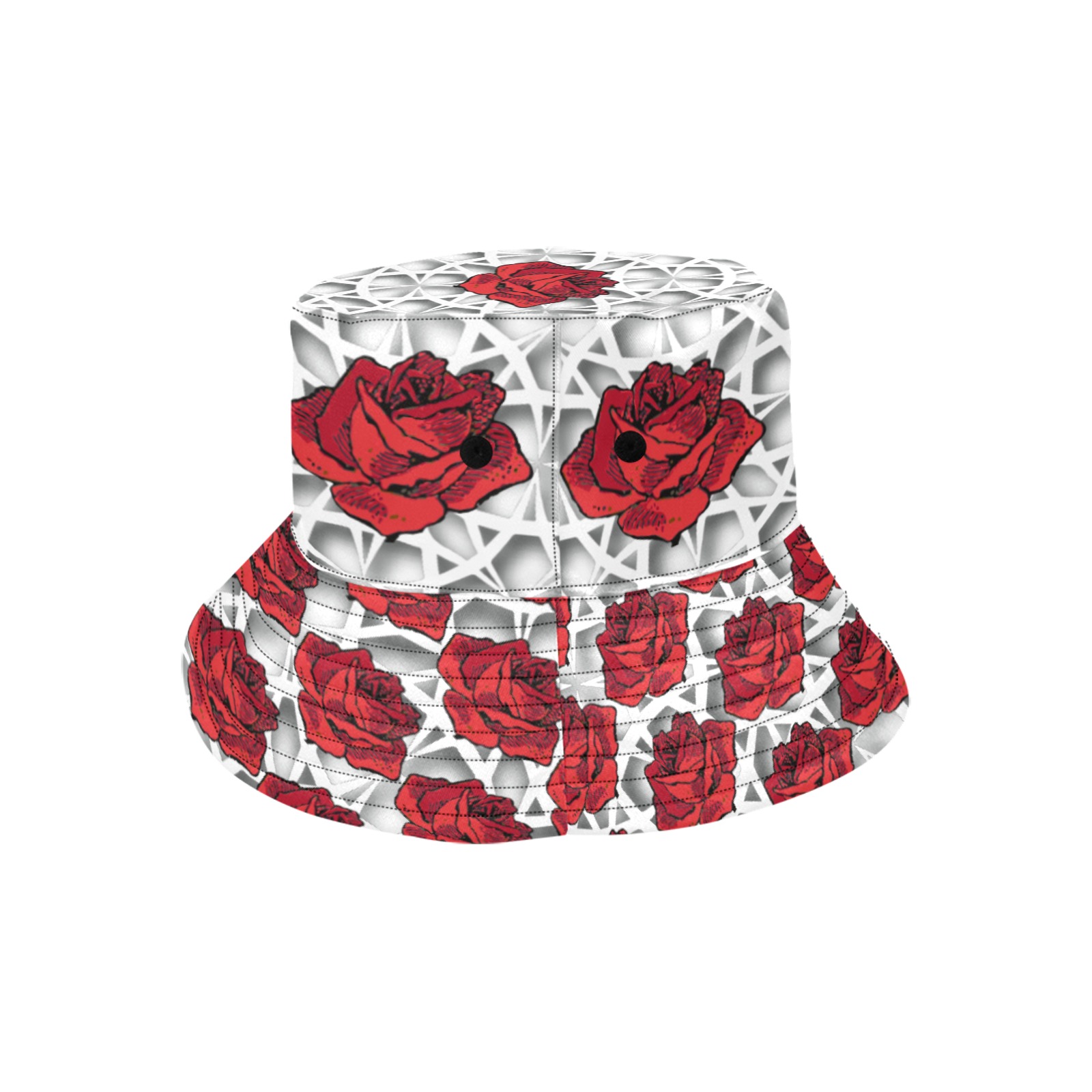 Spanish Rose - red and white Unisex Summer Bucket Hat