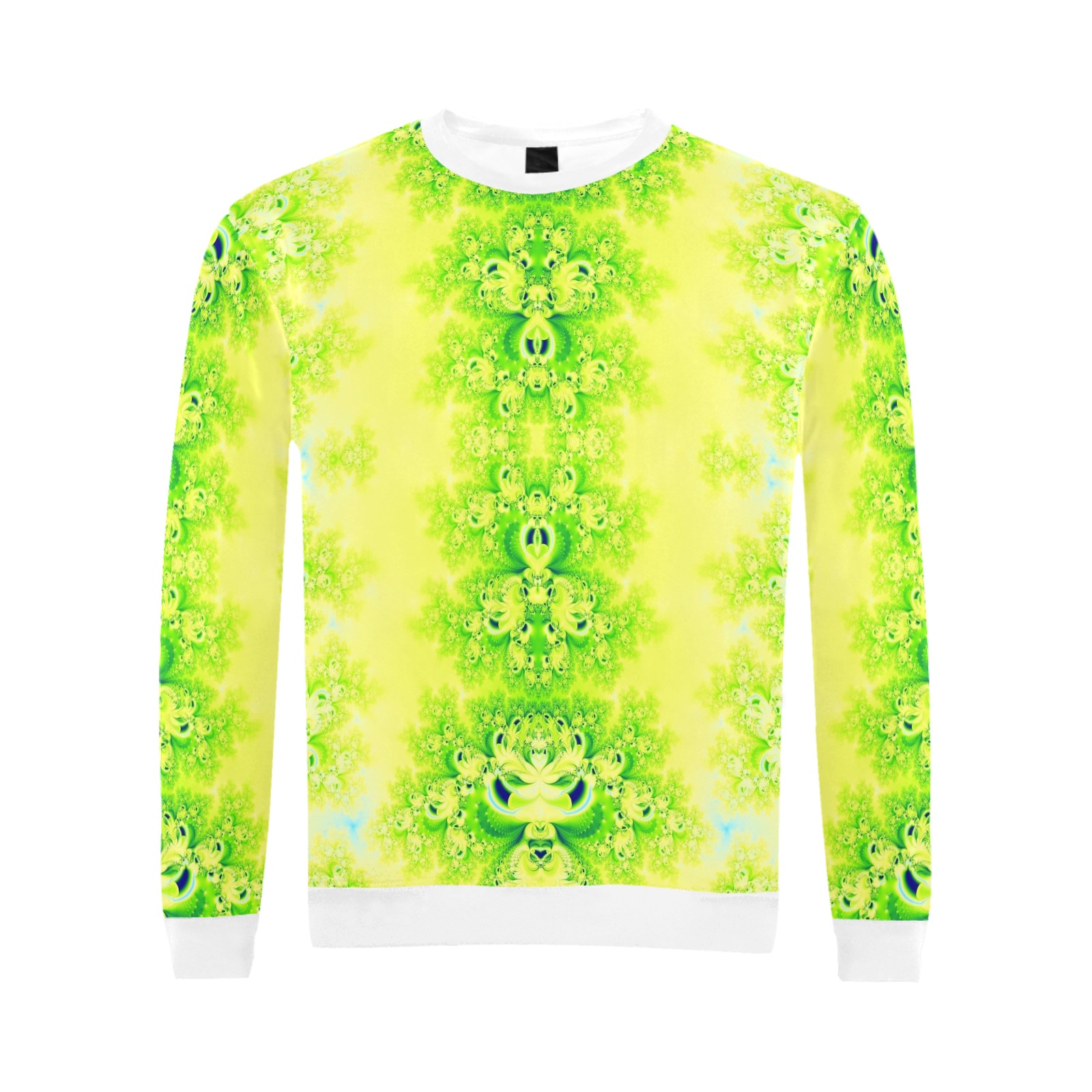 Sunny Ukrainian Sunflowers Frost Fractal All Over Print Crewneck Sweatshirt for Men (Model H18)